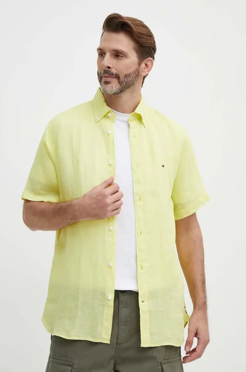 camicia di lino colore giallo MW0MW35207