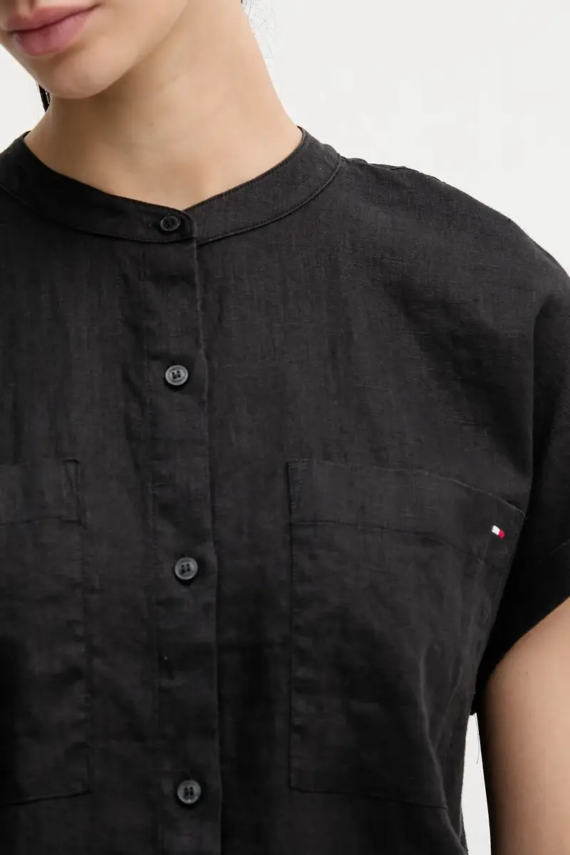 camicia di lino colore nero WW0WW44715 miniatura 5