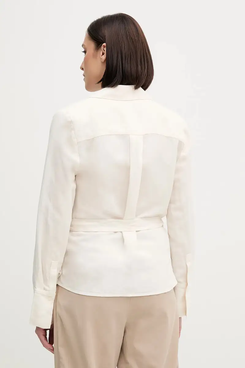 camicia di lino donna colore beige WW0WW44697 miniatura 3