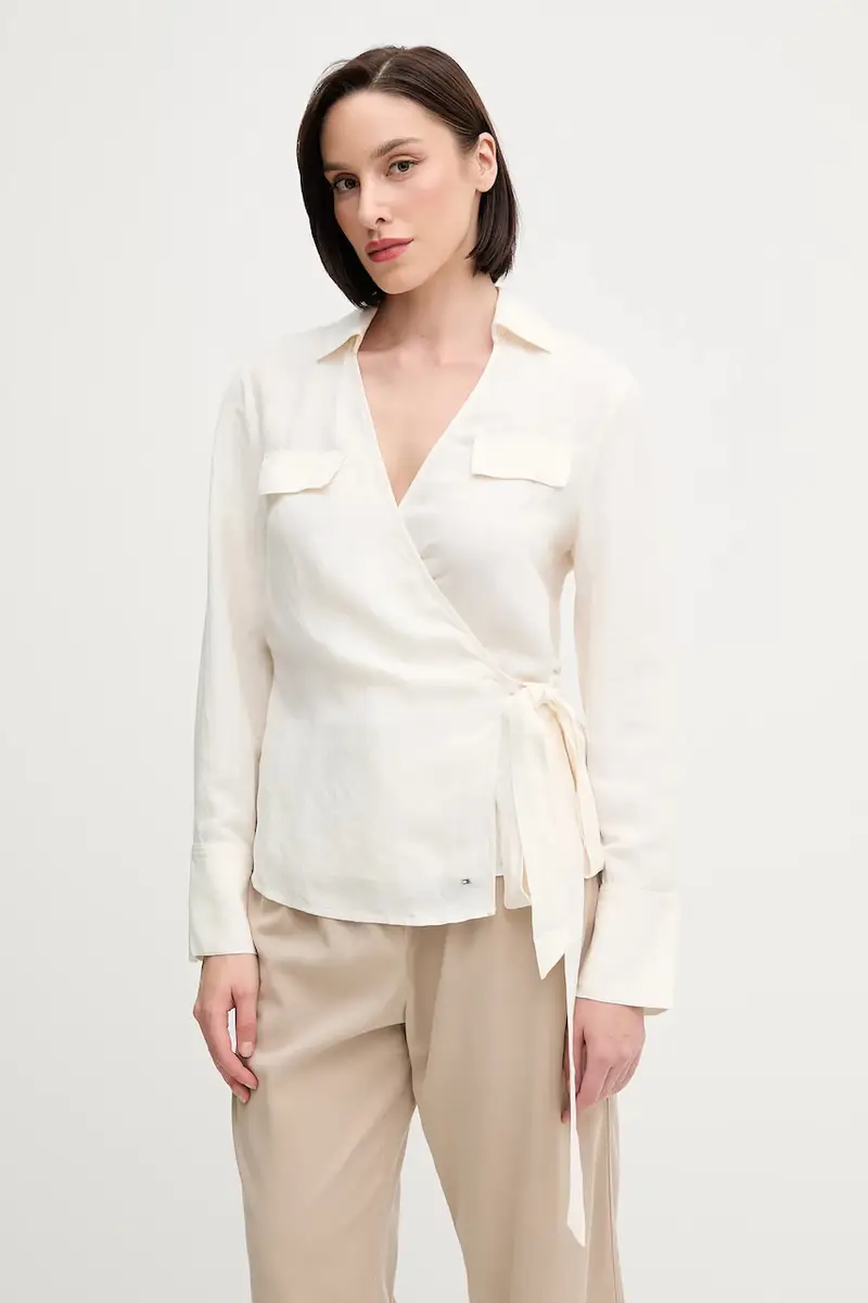 camicia di lino donna colore beige WW0WW44697