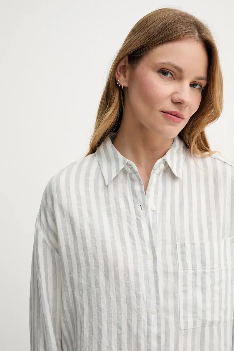 camicia di lino donna colore bianco WW0WW46509 miniatura 4