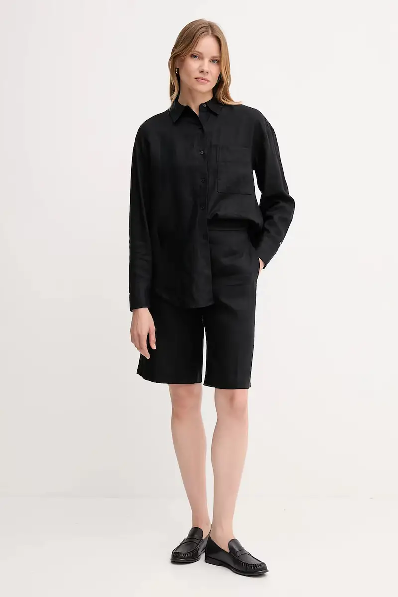 camicia di lino donna colore nero WW0WW46509 miniatura 2