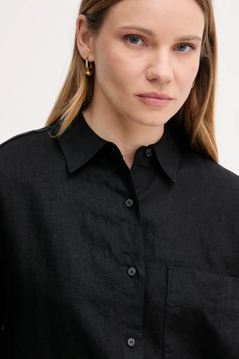 camicia di lino donna colore nero WW0WW46509 miniatura 4