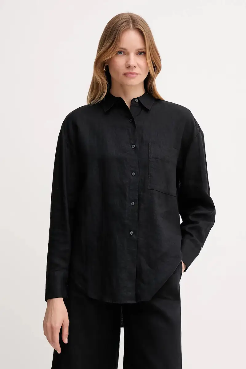 camicia di lino donna colore nero WW0WW46509
