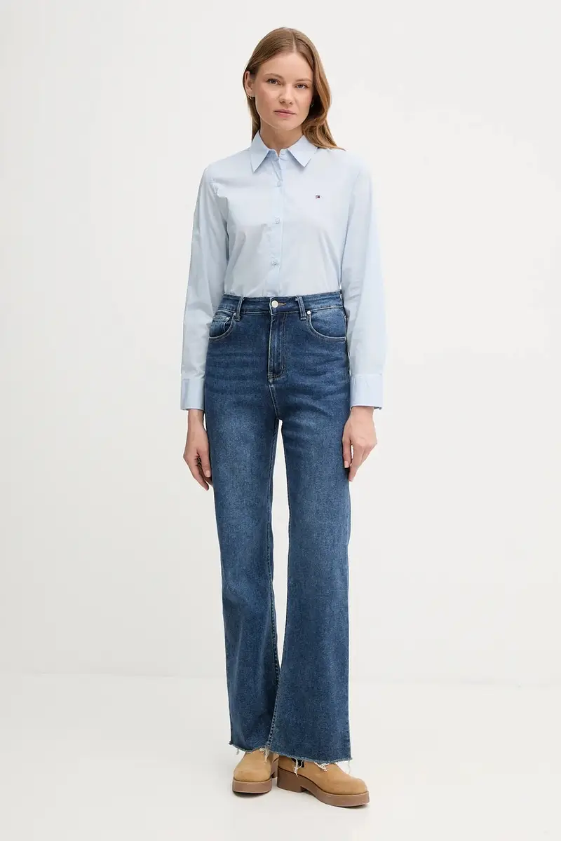 camicia donna colore blu WW0WW47169 miniatura 2