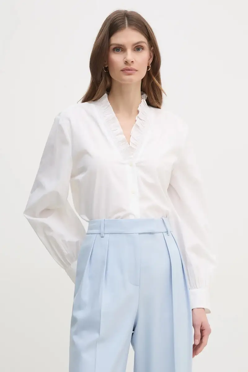 camicia in cotone donna colore beige WW0WW44688 miniatura 4