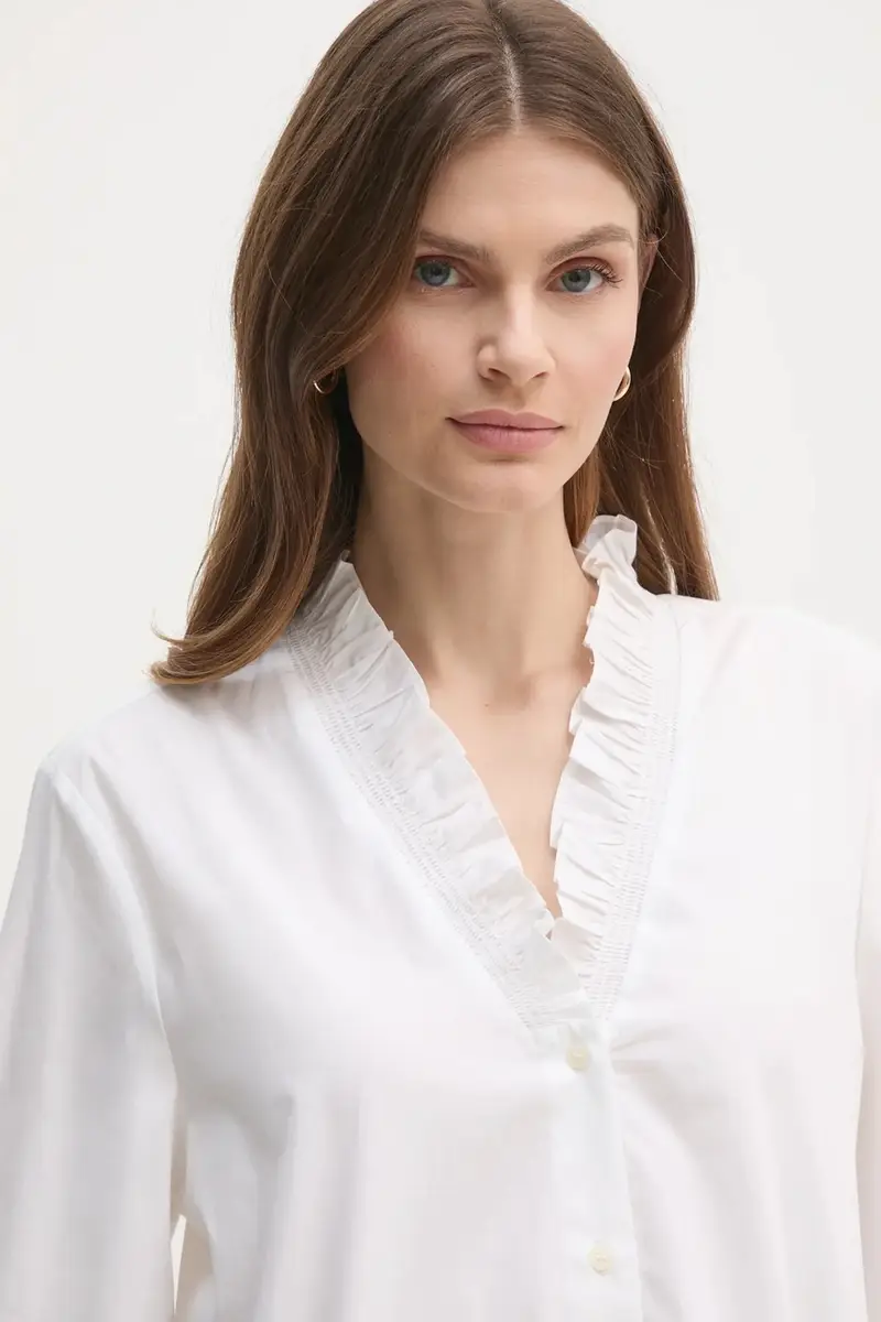 camicia in cotone donna colore beige WW0WW44688 miniatura 5