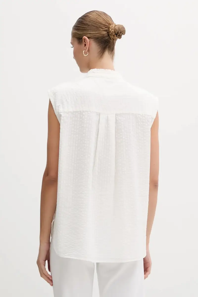 camicia in cotone donna colore beige WW0WW46805 miniatura 3