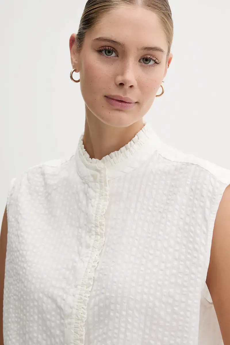 camicia in cotone donna colore beige WW0WW46805 miniatura 4