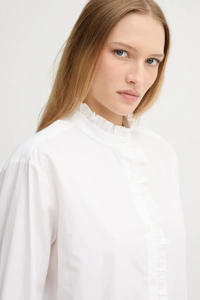 camicia in cotone donna colore beige WW0WW46848 miniatura 4