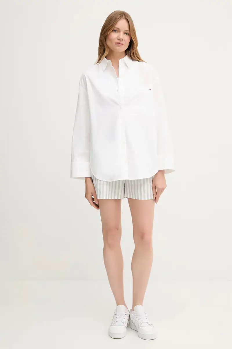 camicia in cotone donna colore bianco WW0WW45892 miniatura 2