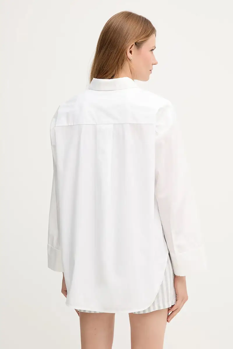 camicia in cotone donna colore bianco WW0WW45892 miniatura 3