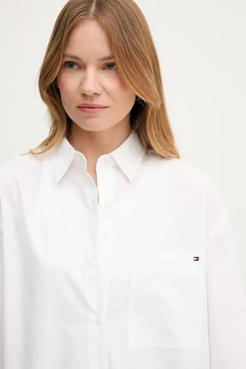 camicia in cotone donna colore bianco WW0WW45892 miniatura 4