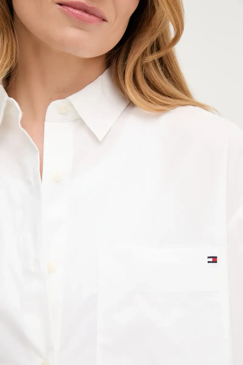 camicia in cotone donna colore bianco WW0WW45892 miniatura 5