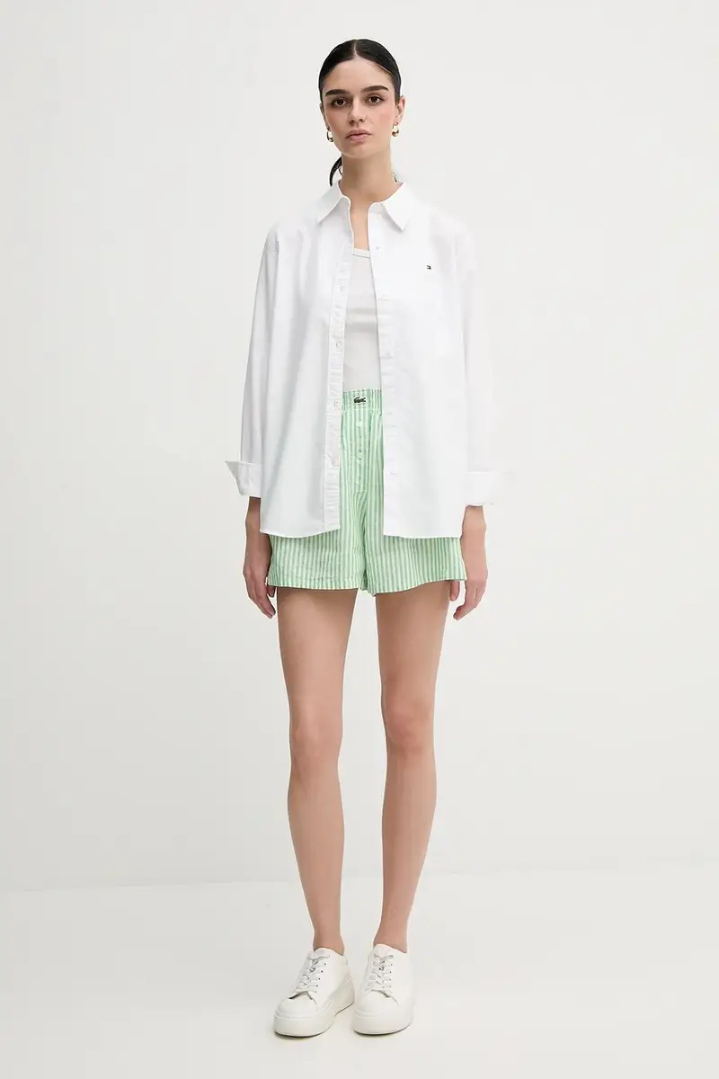 camicia in cotone donna colore bianco WW0WW46111 miniatura 2