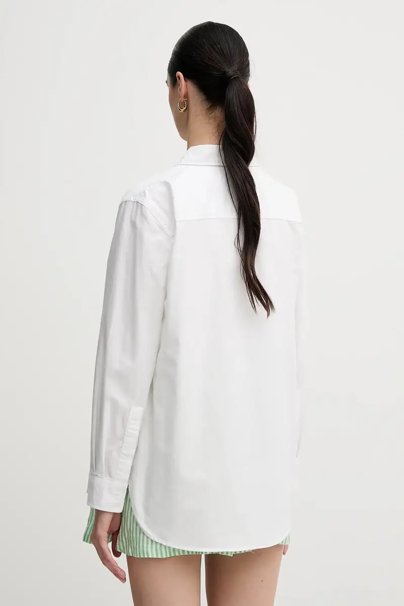 camicia in cotone donna colore bianco WW0WW46111 miniatura 3