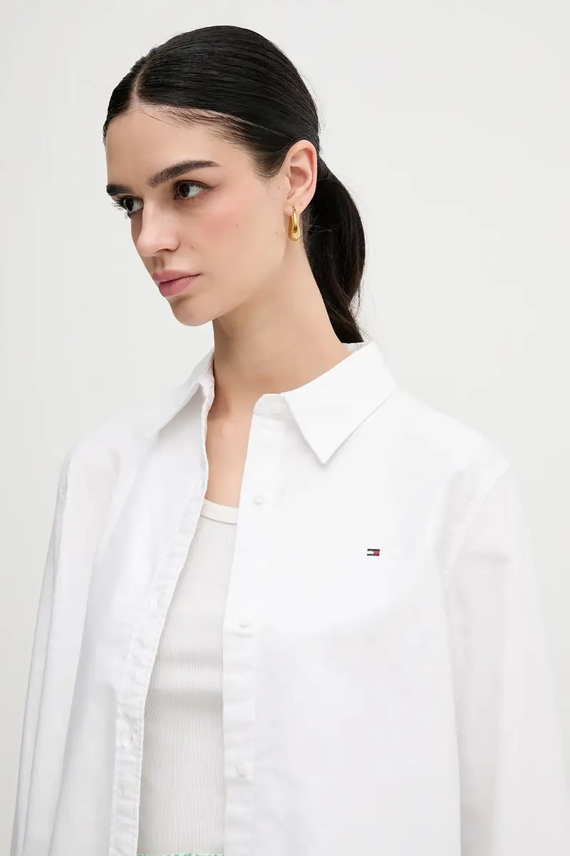 camicia in cotone donna colore bianco WW0WW46111 miniatura 4