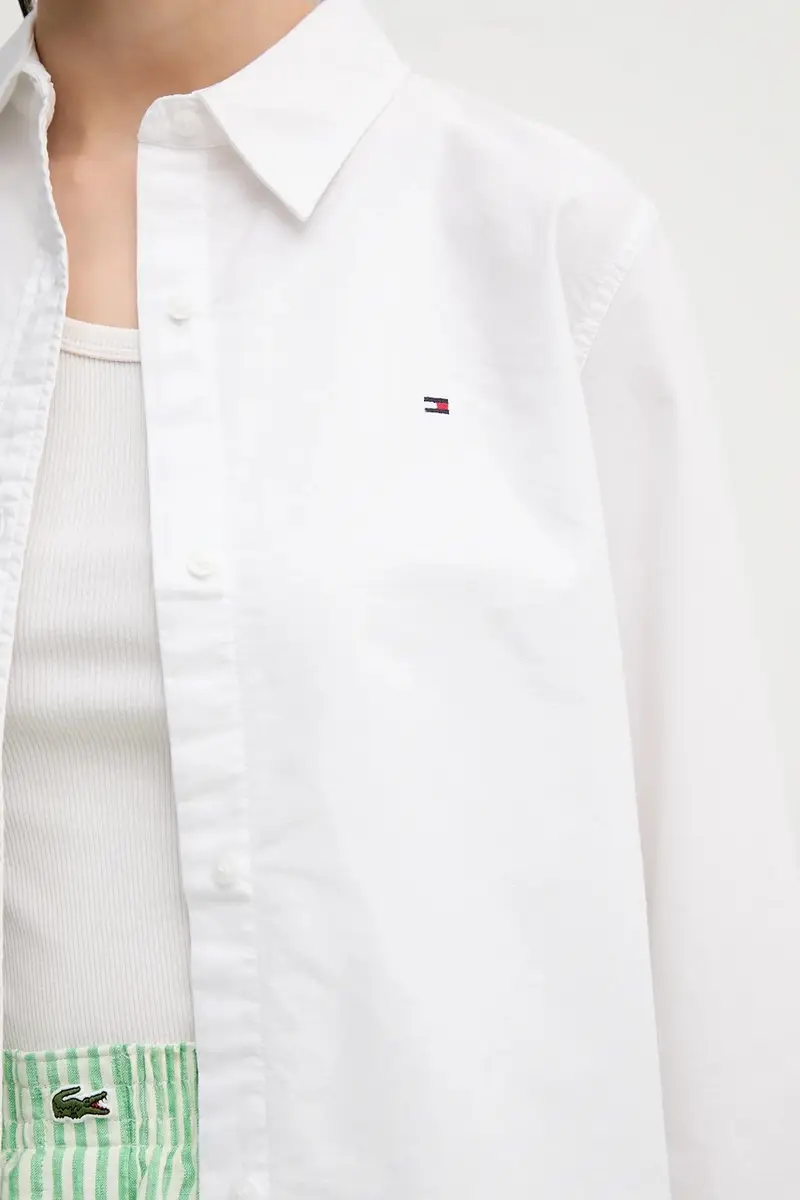 camicia in cotone donna colore bianco WW0WW46111 miniatura 5