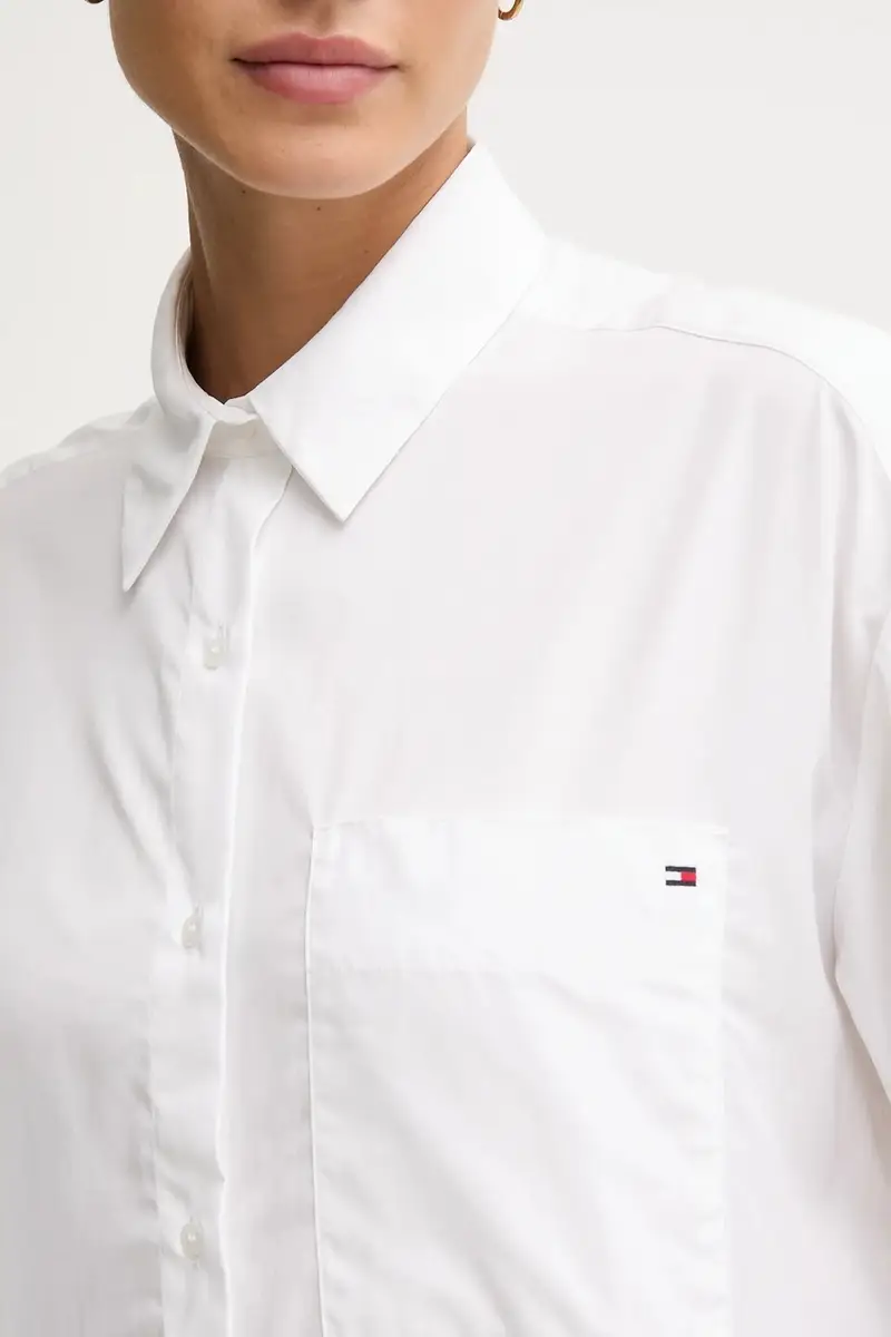 camicia in cotone donna colore bianco WW0WW46599 miniatura 4