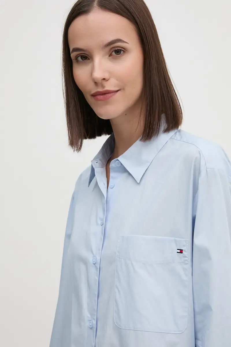 camicia in cotone donna colore blu miniatura 4