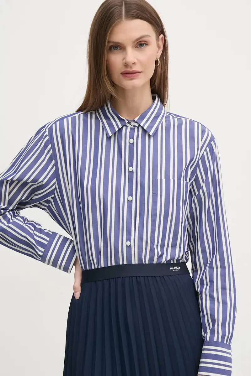 camicia in cotone donna colore blu navy miniatura 4