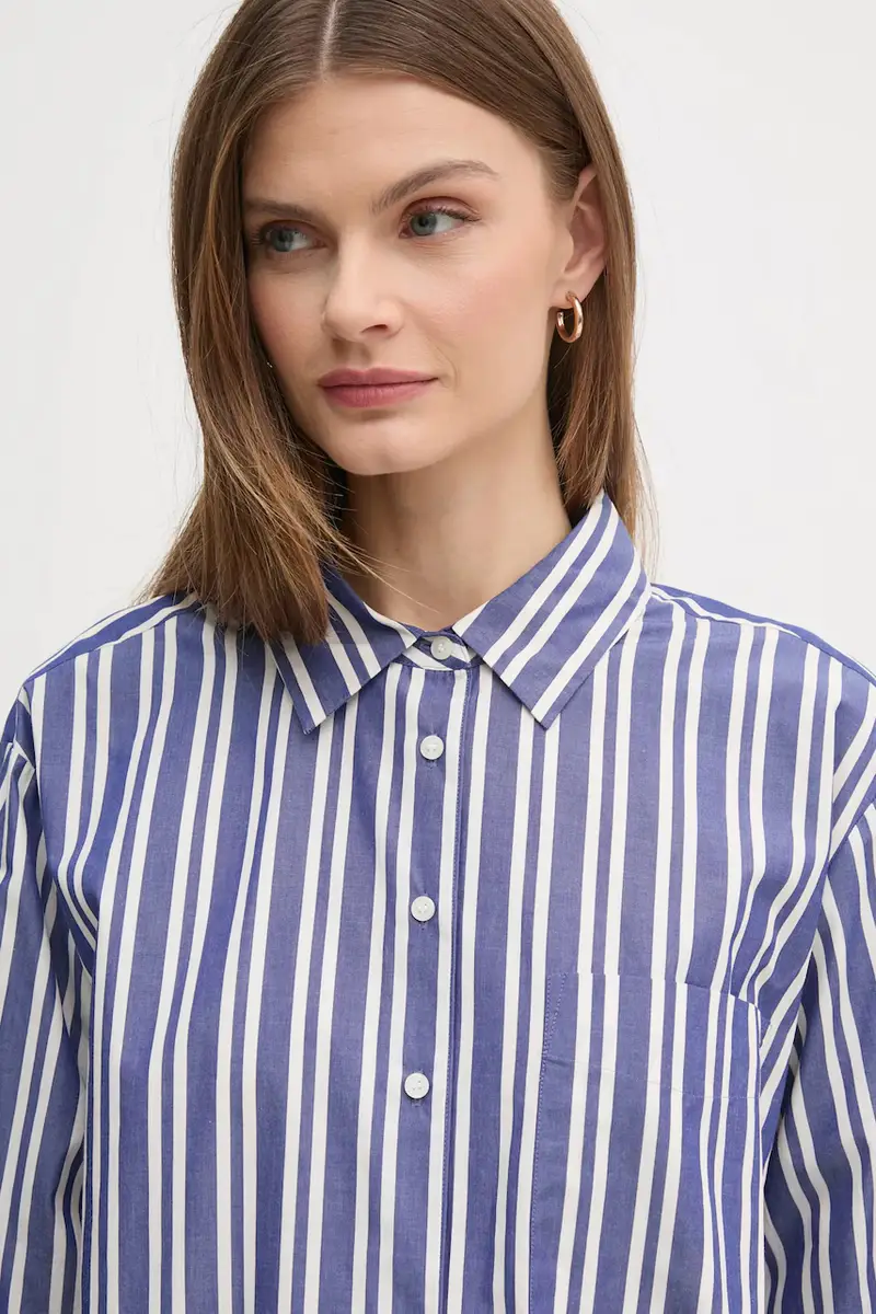 camicia in cotone donna colore blu navy miniatura 5