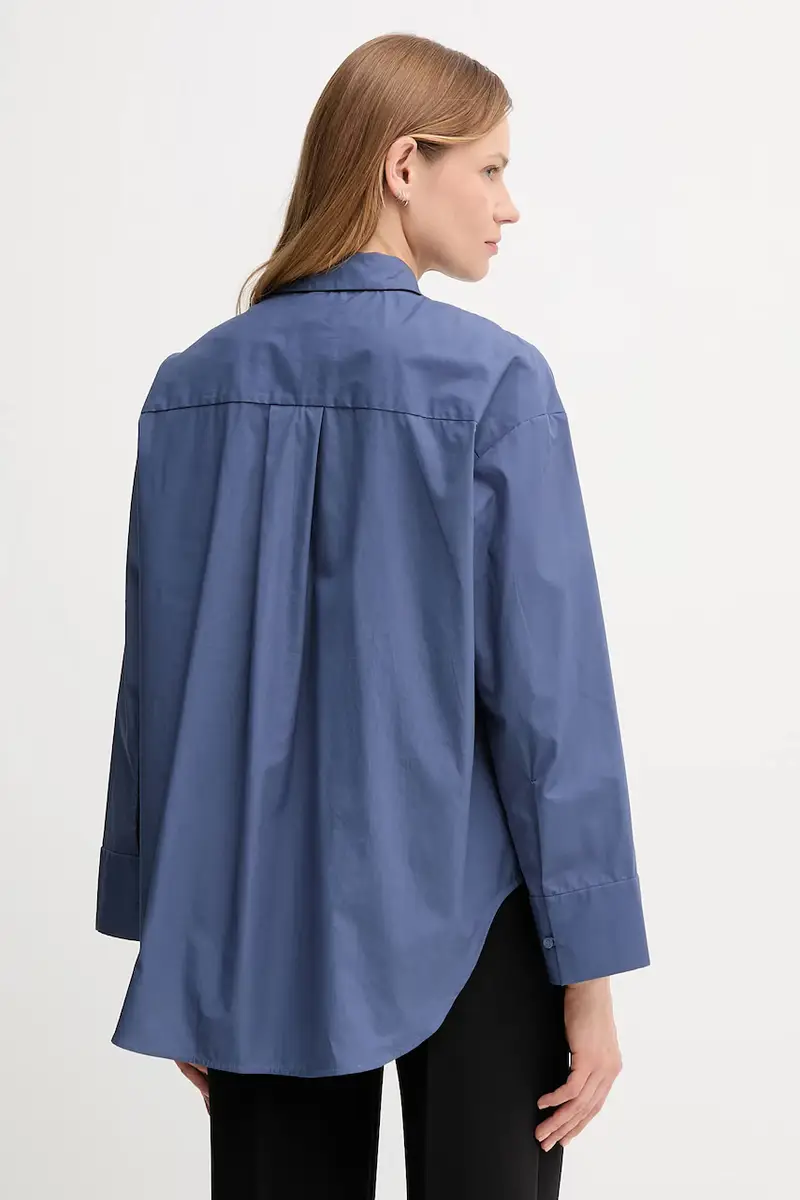 camicia in cotone donna colore blu navy WW0WW45892 miniatura 3