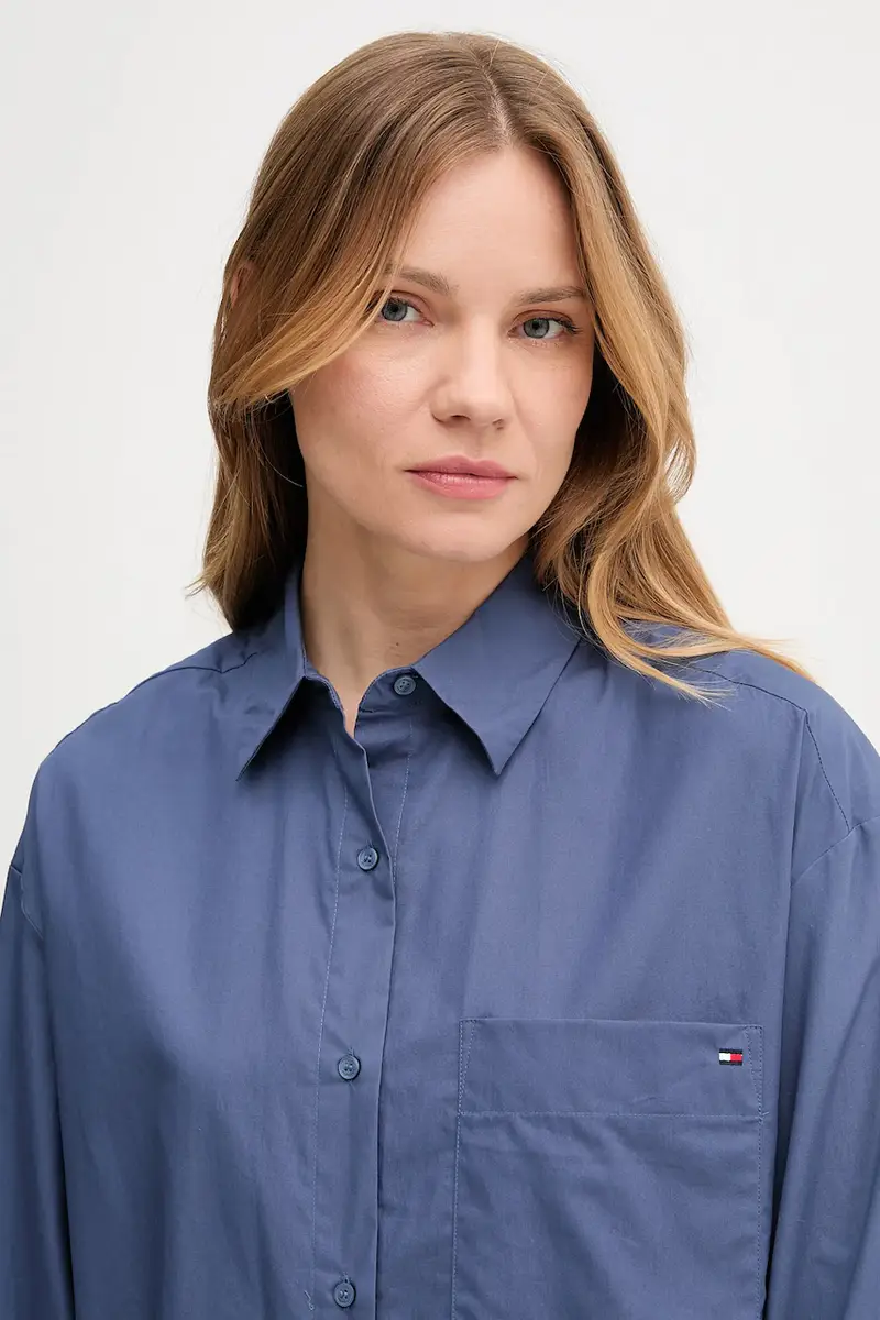 camicia in cotone donna colore blu navy WW0WW45892 miniatura 4