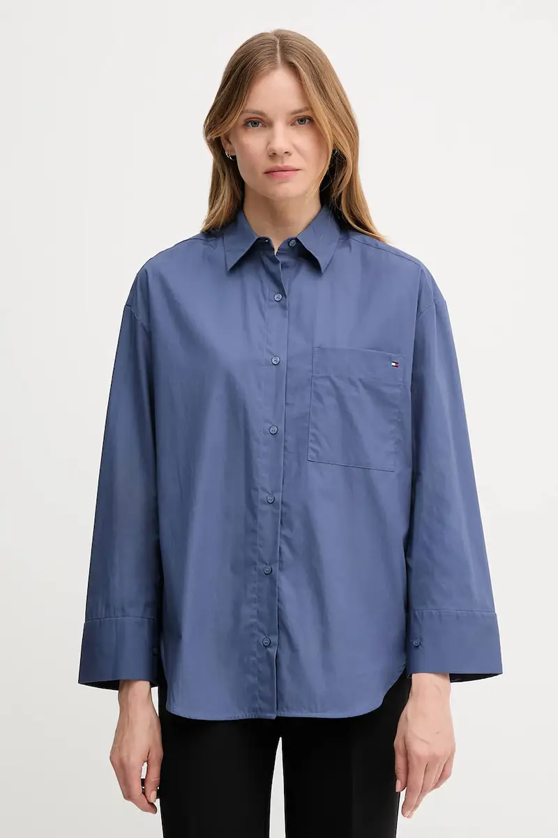 camicia in cotone donna colore blu navy WW0WW45892