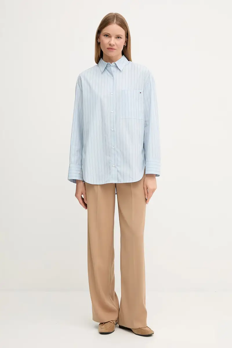 camicia in cotone donna colore blu WW0WW45892 miniatura 2