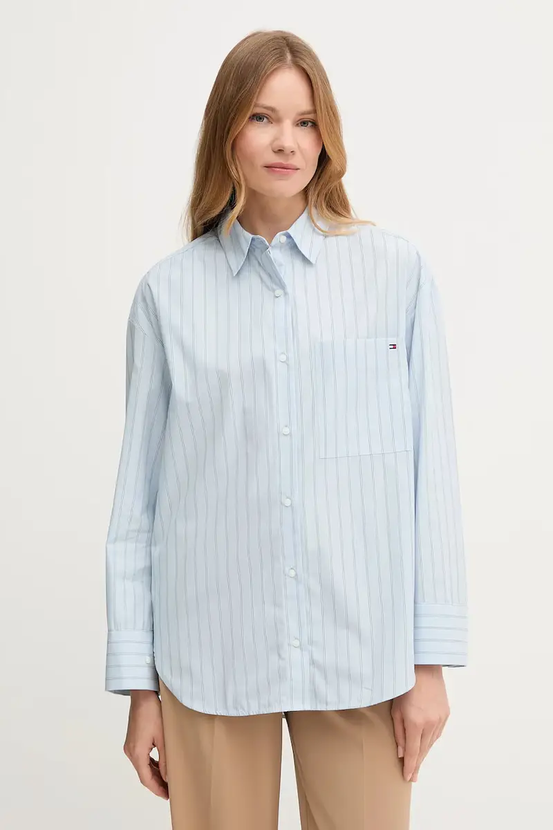 camicia in cotone donna colore blu WW0WW45892