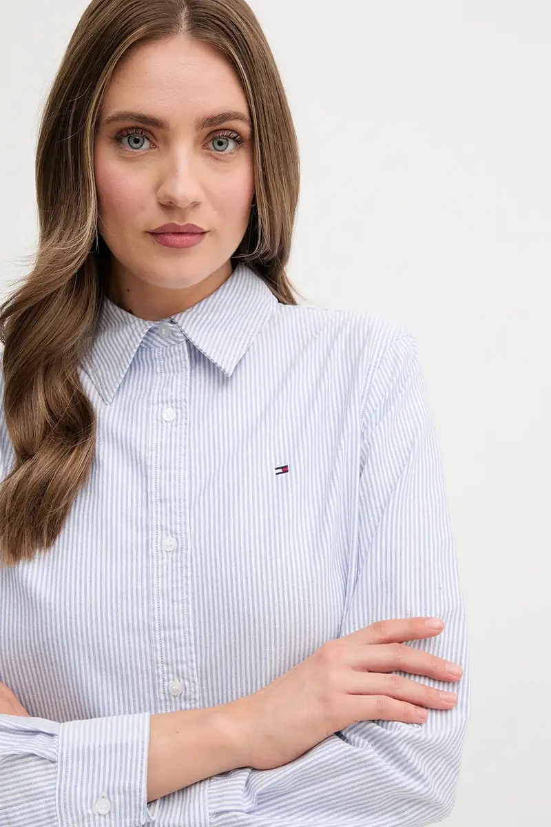 camicia in cotone donna colore blu WW0WW46111 miniatura 4