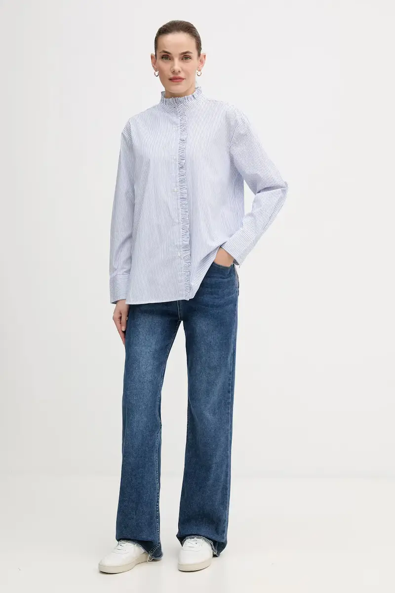 camicia in cotone donna colore blu WW0WW46848 miniatura 2