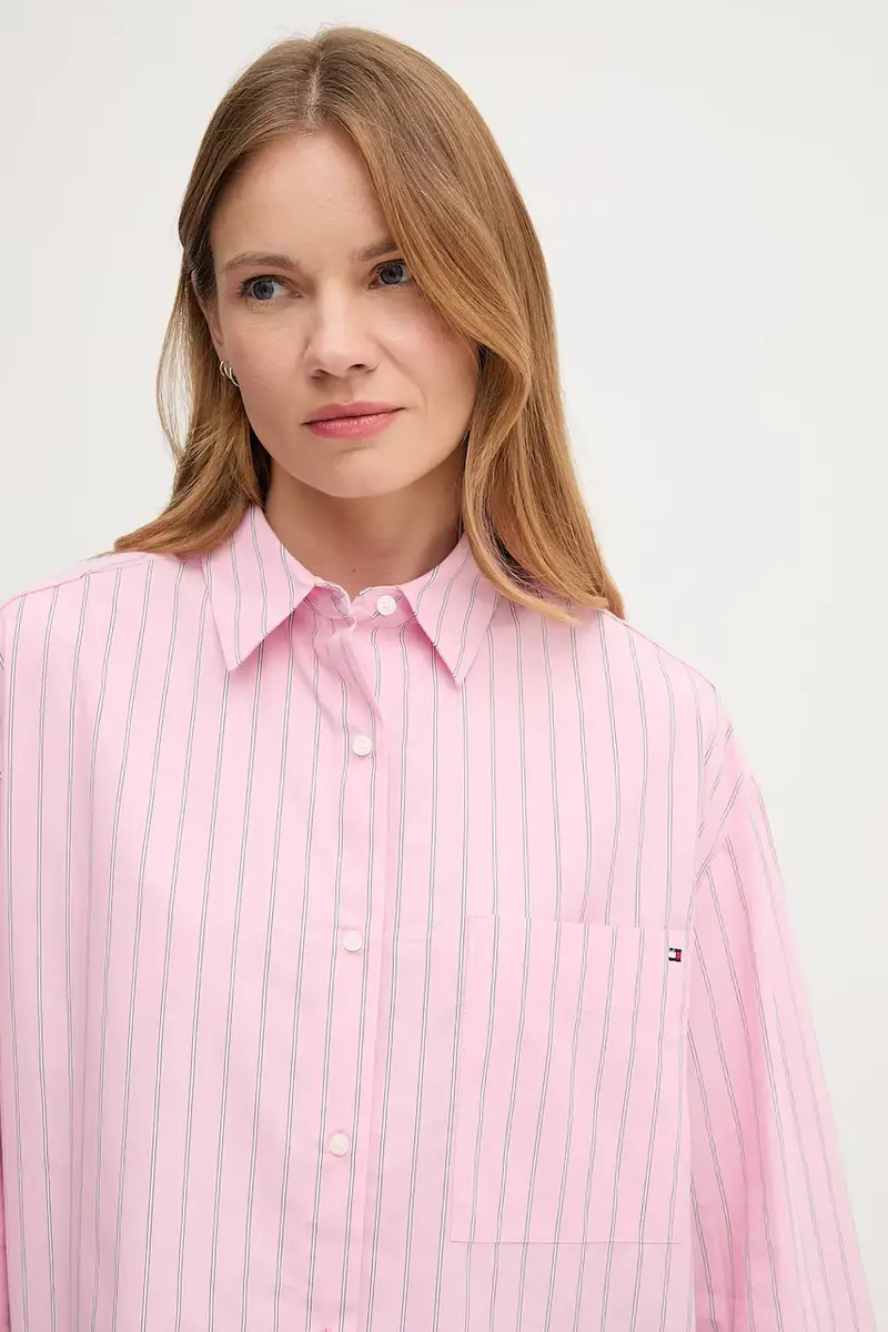 camicia in cotone donna colore rosa WW0WW45892 miniatura 4