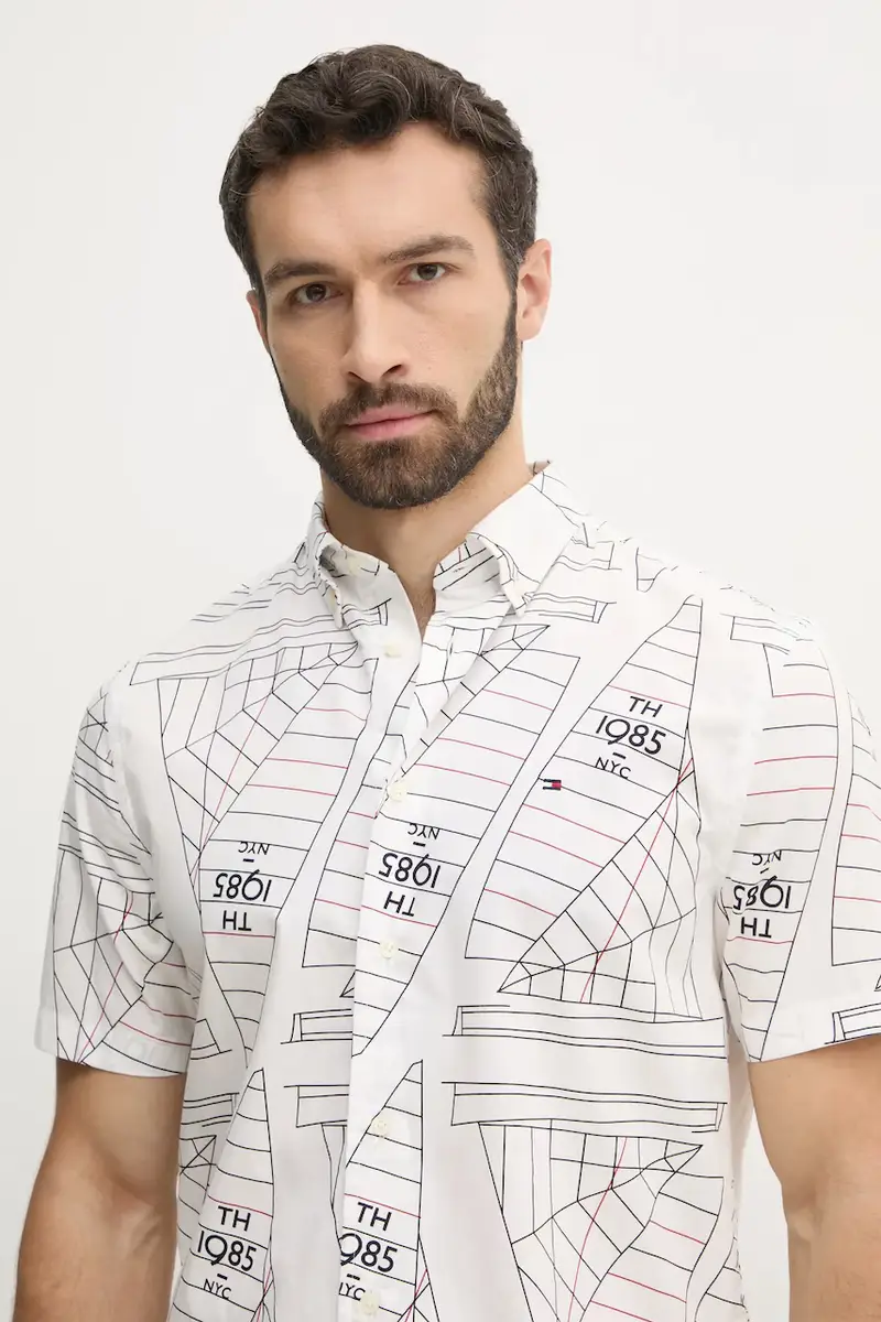 camicia in cotone uomo colore bianco MW0MW39267 miniatura 4