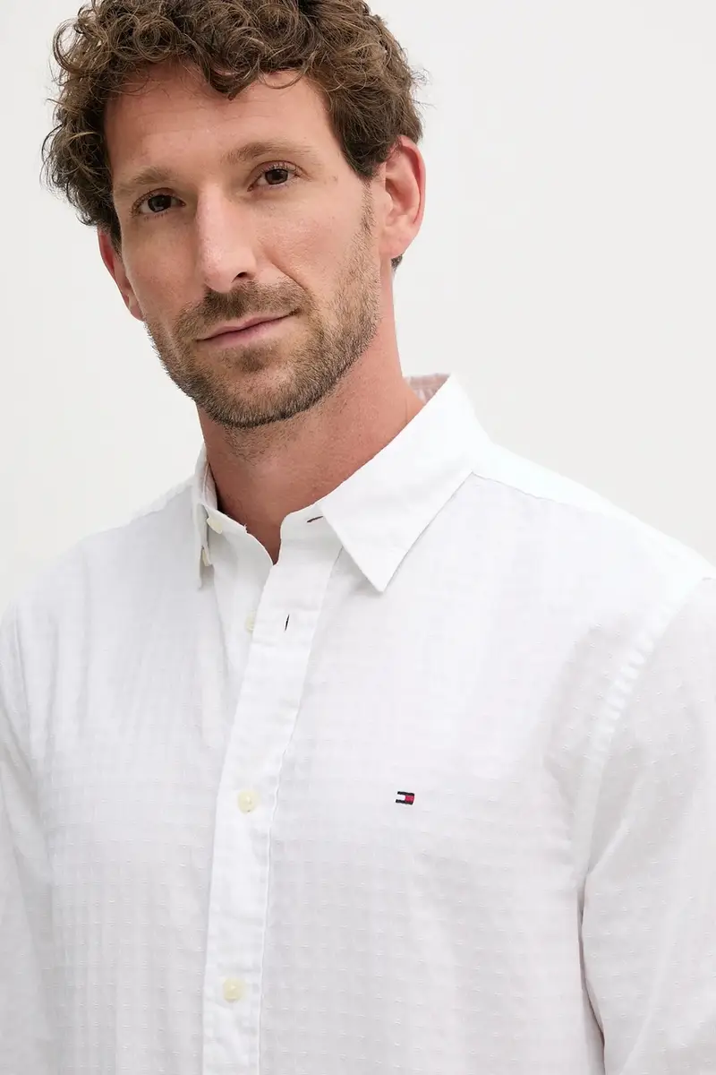 camicia in cotone uomo colore bianco MW0MW39446 miniatura 4