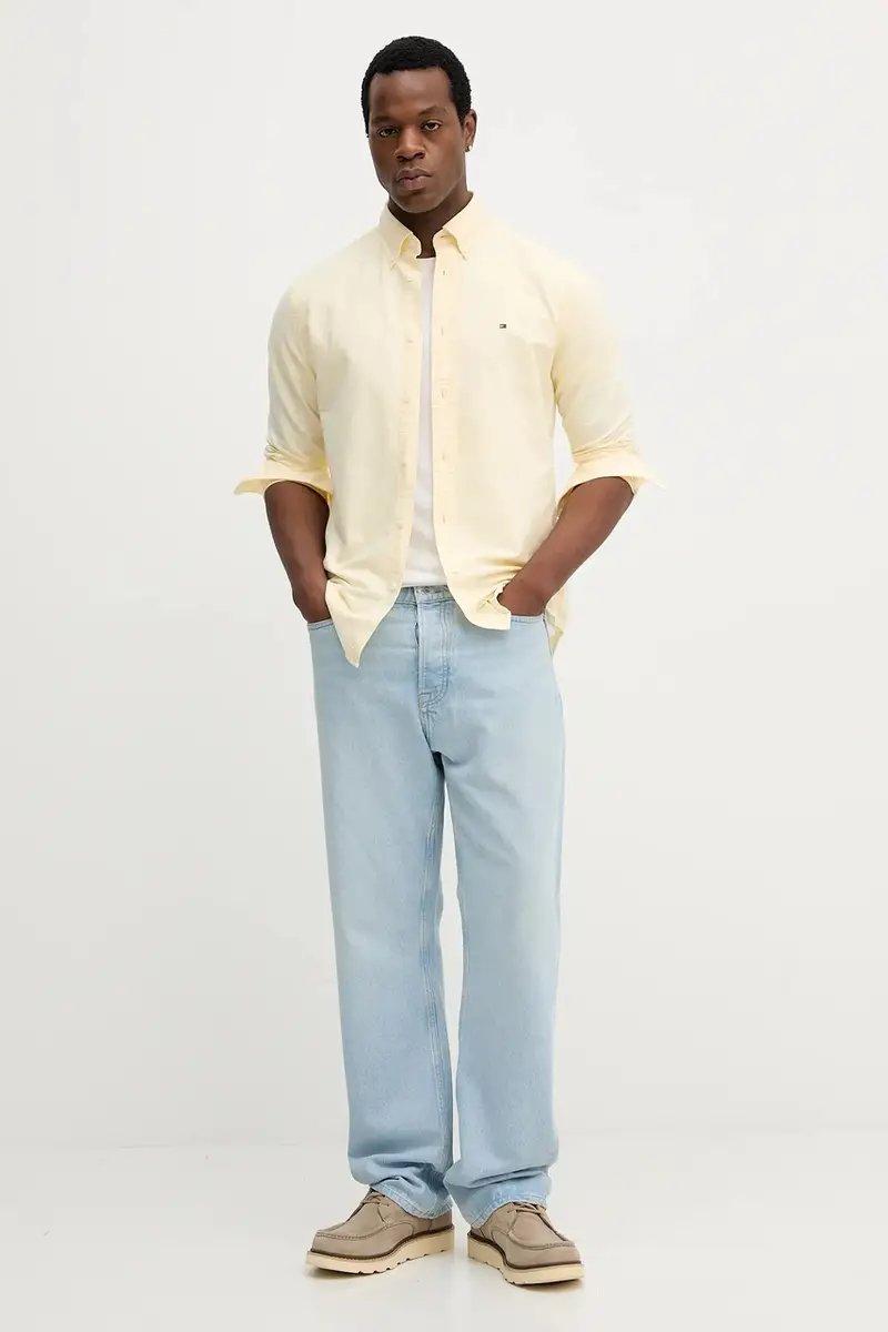 camicia in cotone uomo colore blu MW0MW35774 Giallo miniatura 2