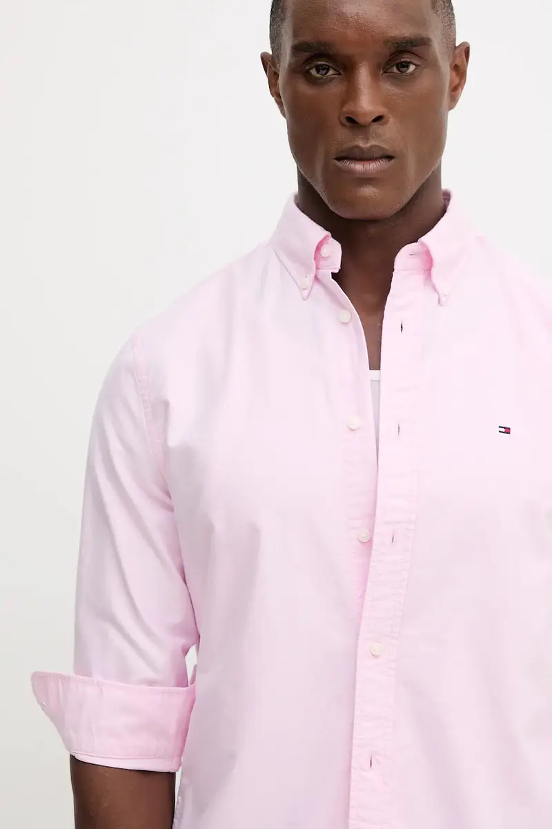 camicia in cotone uomo colore blu MW0MW35774 Rosa miniatura 4