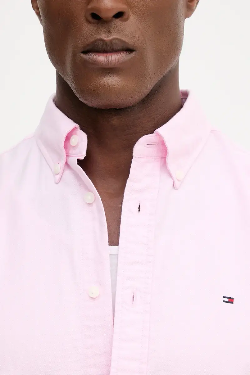 camicia in cotone uomo colore blu MW0MW35774 Rosa miniatura 5