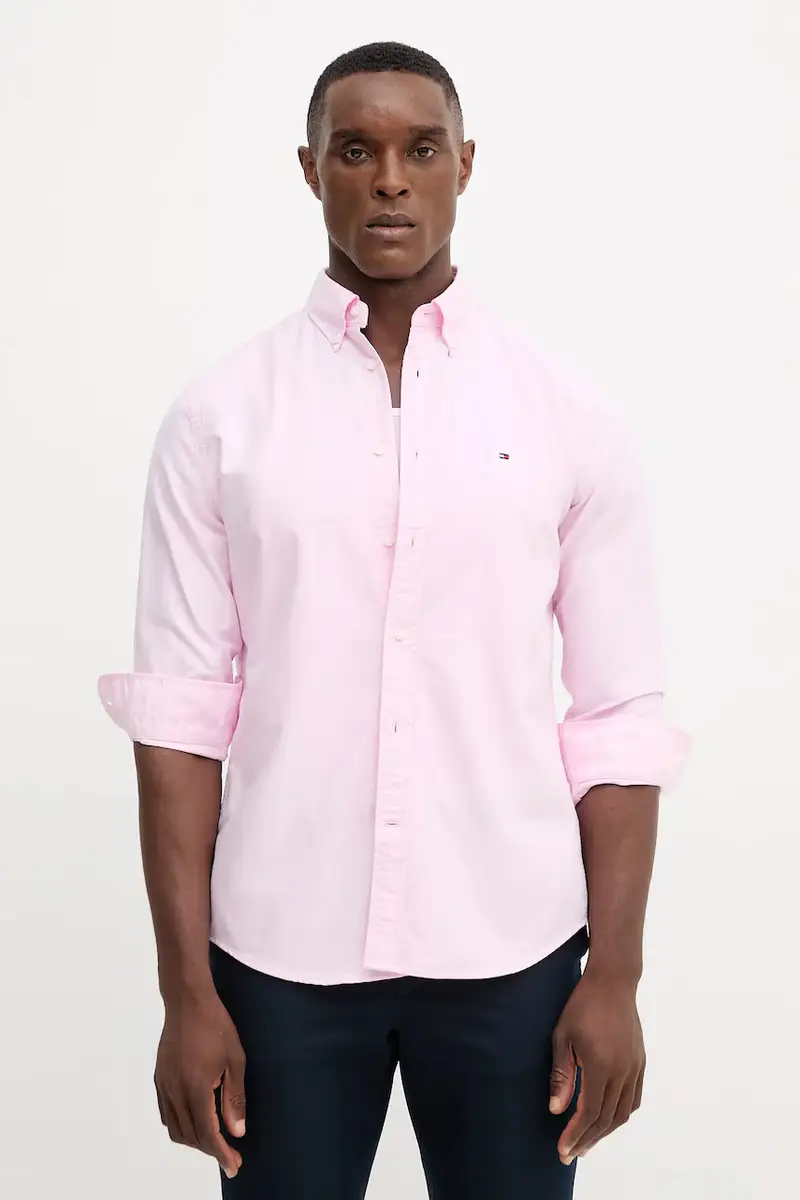 camicia in cotone uomo colore blu MW0MW35774 Rosa