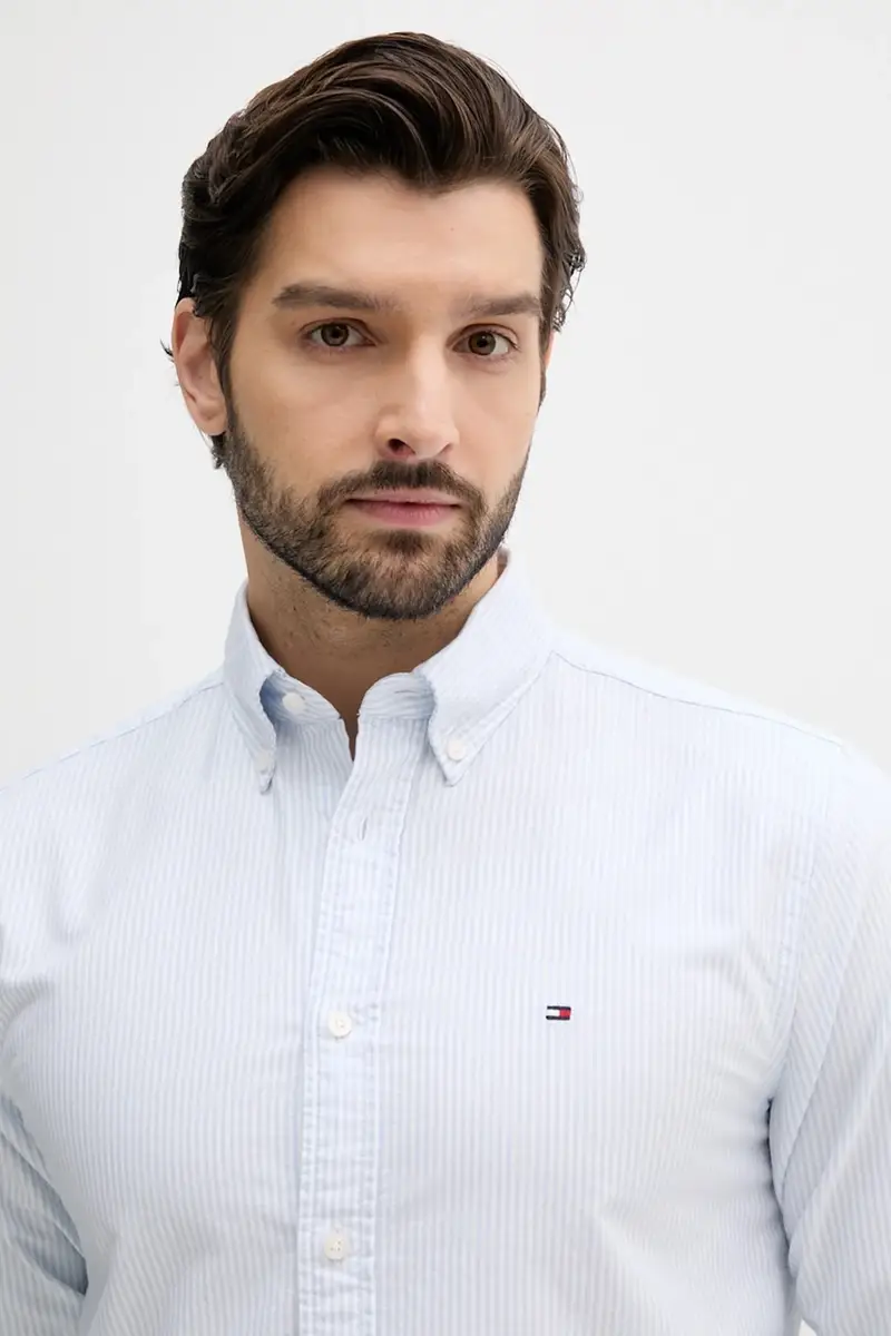 camicia in cotone uomo colore blu MW0MW36238 miniatura 4