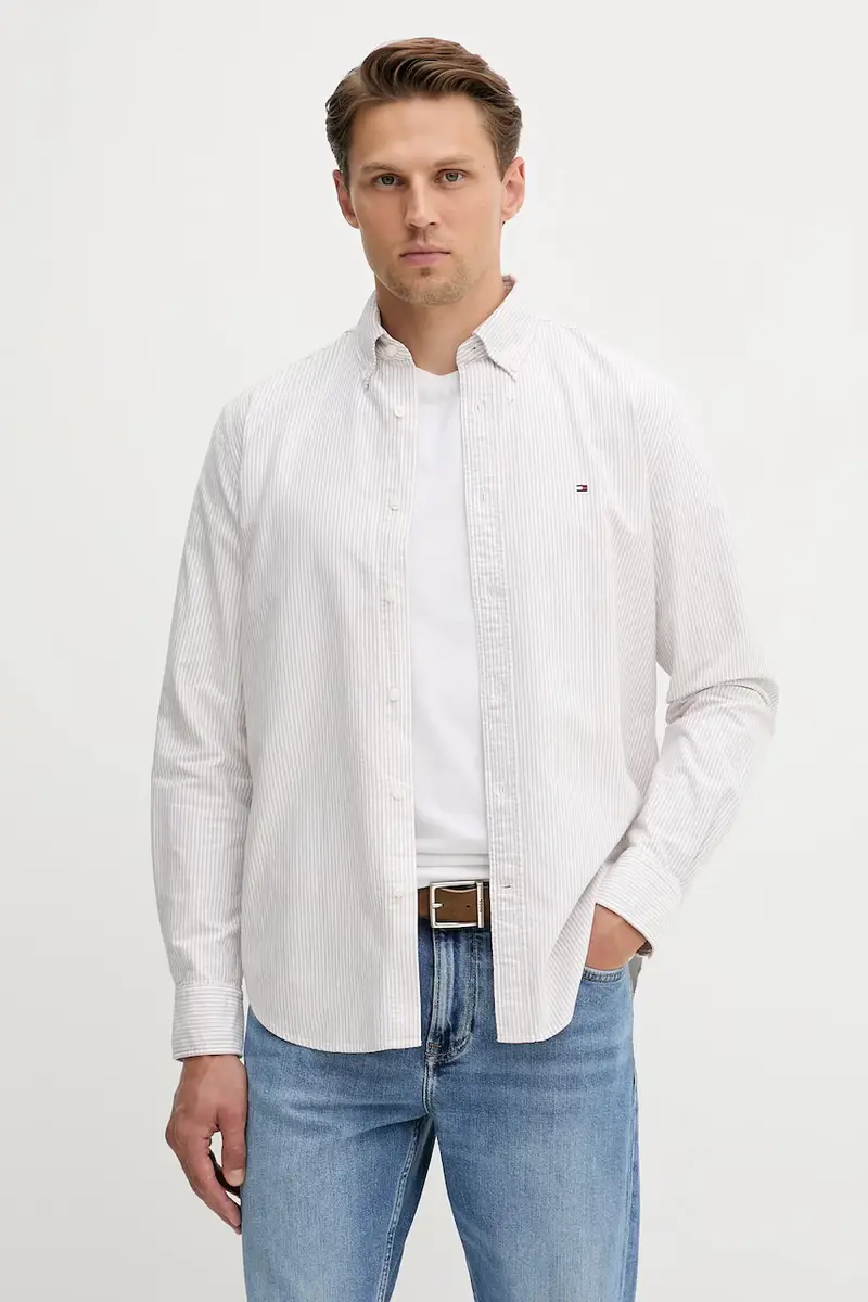 camicia in cotone uomo colore blu MW0MW36238 Beige