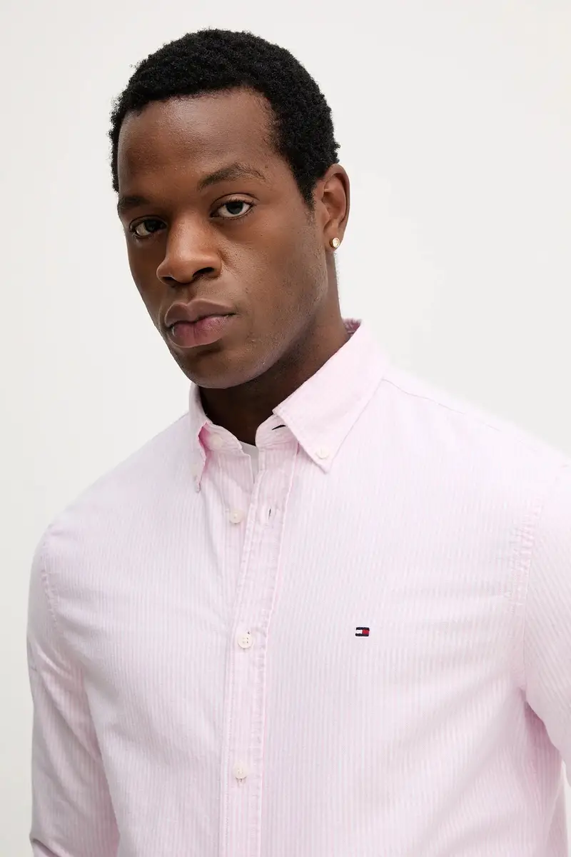 camicia in cotone uomo colore blu MW0MW36238 Rosa miniatura 4