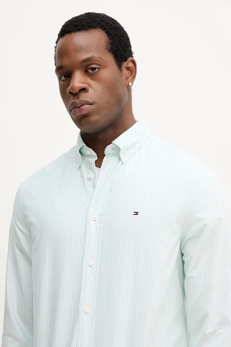 camicia in cotone uomo colore blu MW0MW36238 Verde miniatura 4