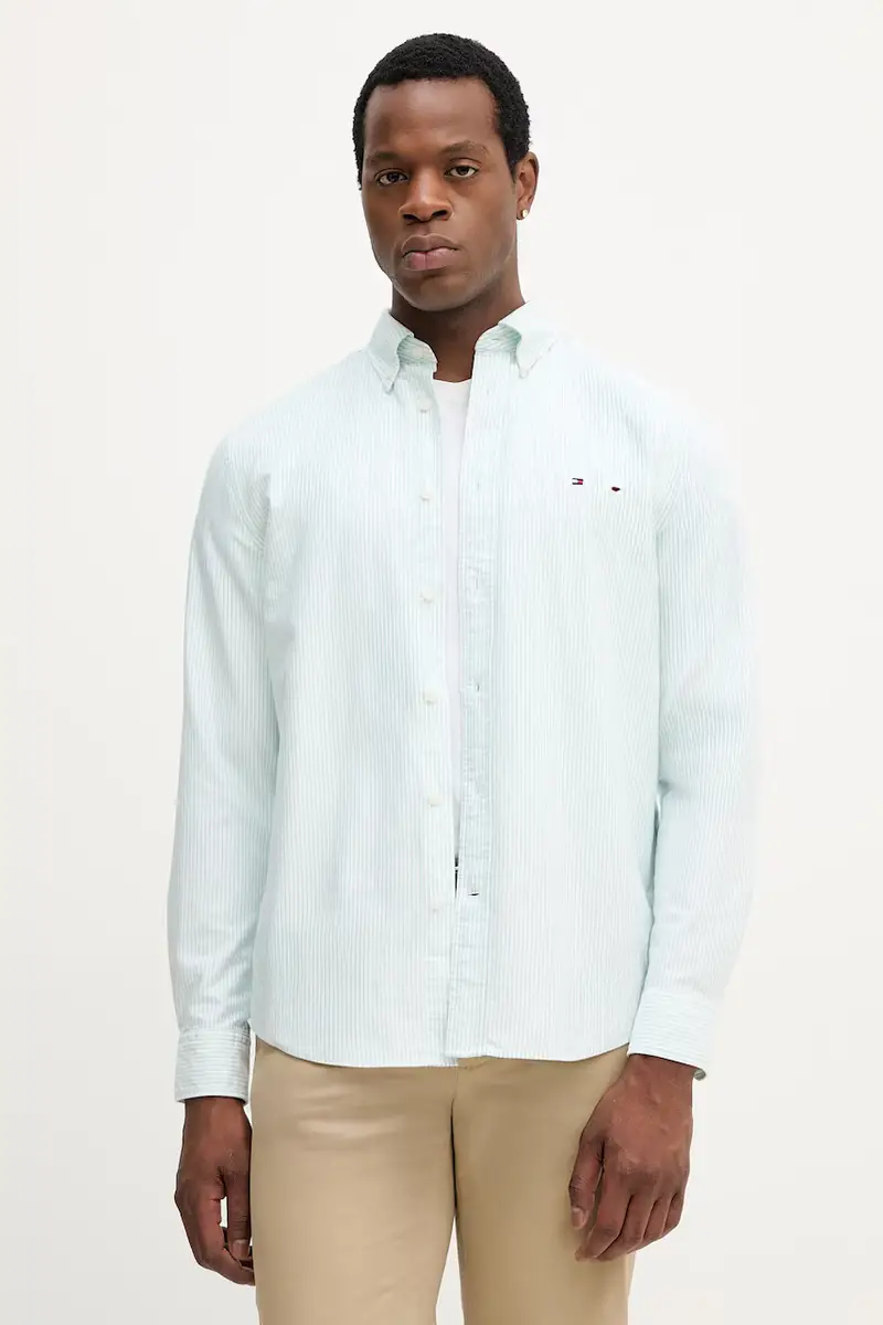 camicia in cotone uomo colore blu MW0MW36238 Verde