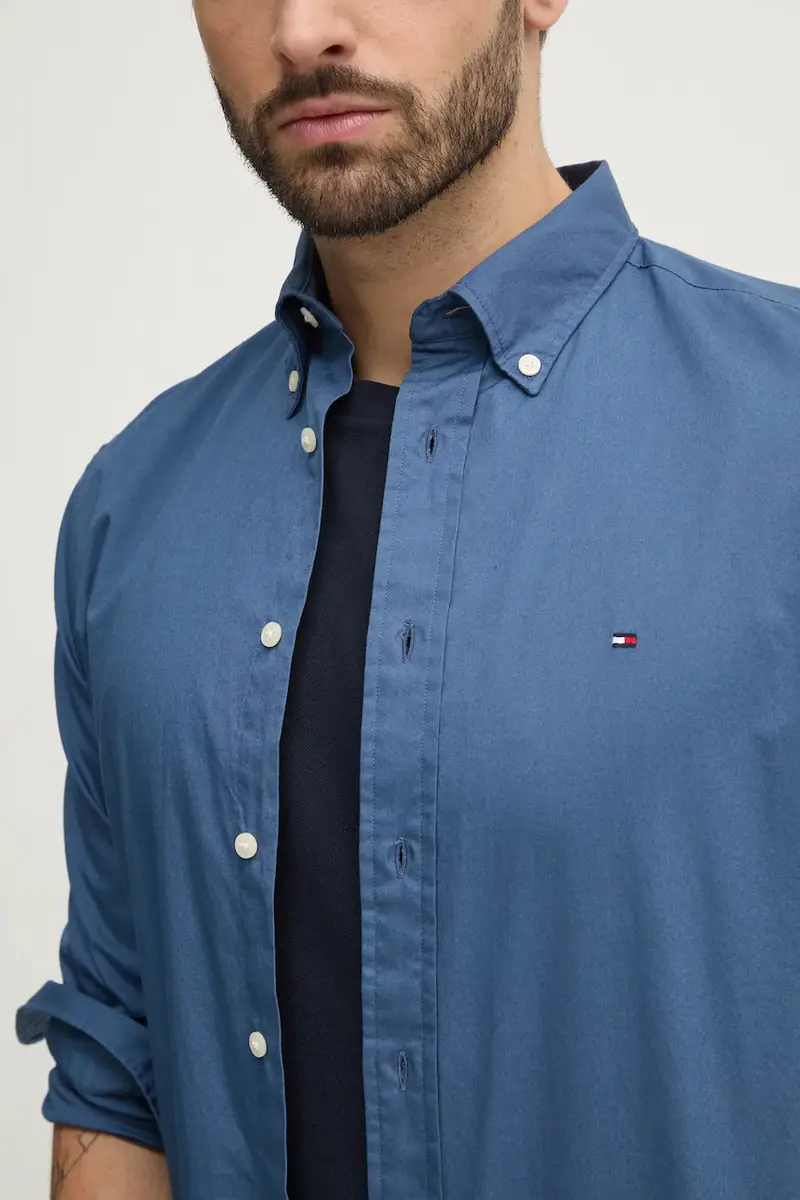 camicia in cotone uomo colore blu MW0MW37550 miniatura 2