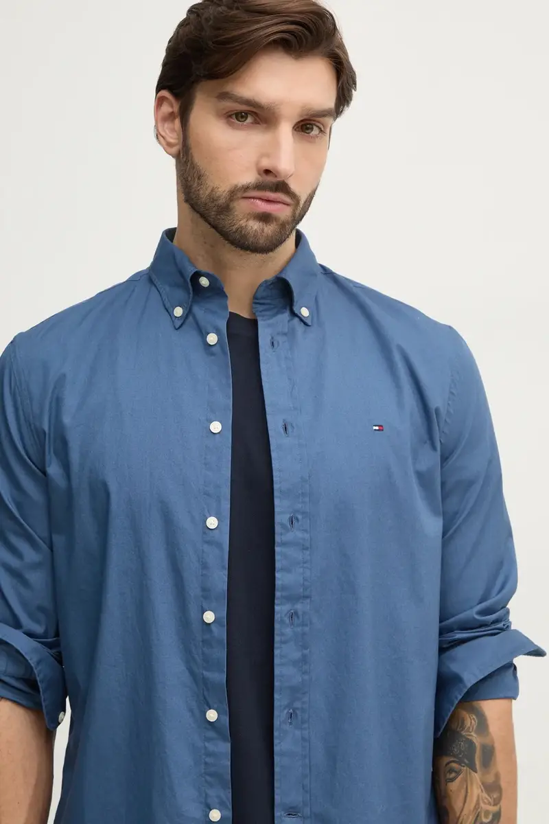 camicia in cotone uomo colore blu MW0MW37550 miniatura 5