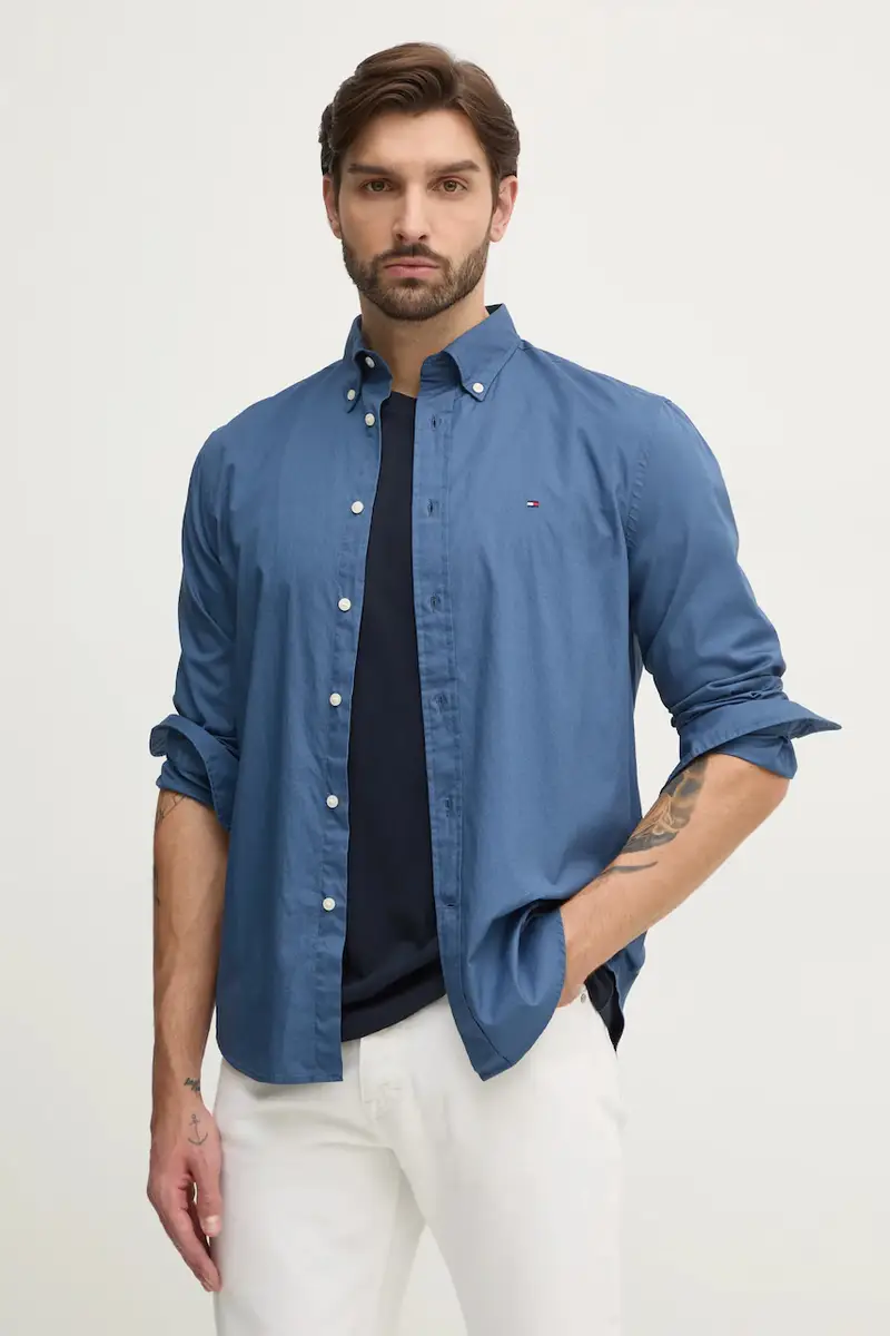 camicia in cotone uomo colore blu MW0MW37550