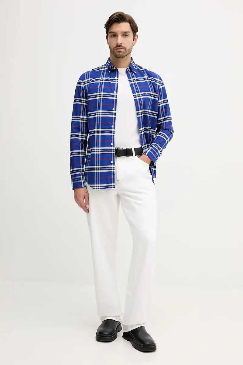 camicia in cotone uomo colore blu MW0MW40894 miniatura 2