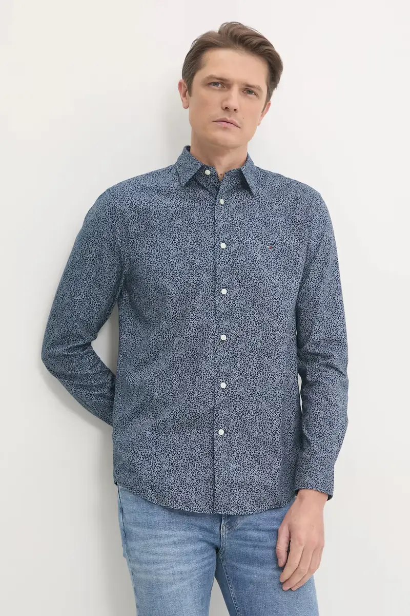 camicia in cotone uomo colore blu navy MW0MW38089